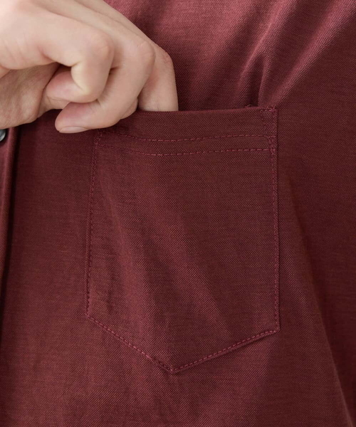 MK MICHEL KLEIN HOMME （エムケーミッシェルクランオム）の「【大きいサイズあり】七分袖シャツ/ミストワッシャーカノコ（シャツ/ブラウス・メンズ・ボルドー/グレー・46/51/48）」の10枚目の写真