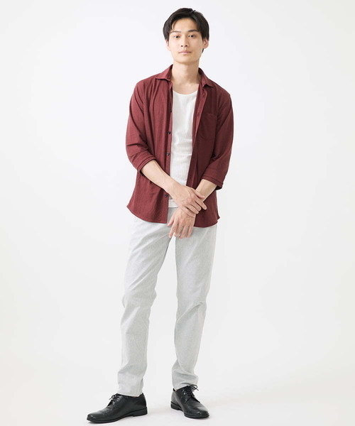 MK MICHEL KLEIN HOMME （エムケーミッシェルクランオム）の「【大きいサイズあり】七分袖シャツ/ミストワッシャーカノコ（シャツ/ブラウス・メンズ・ボルドー/グレー・46/51/48）」の15枚目の写真