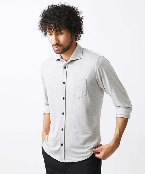 MK MICHEL KLEIN HOMME （エムケーミッシェルクランオム）の「【大きいサイズあり】七分袖シャツ/ミストワッシャーカノコ（シャツ/ブラウス・メンズ・ボルドー/グレー・46/51/48）」の16枚目の写真