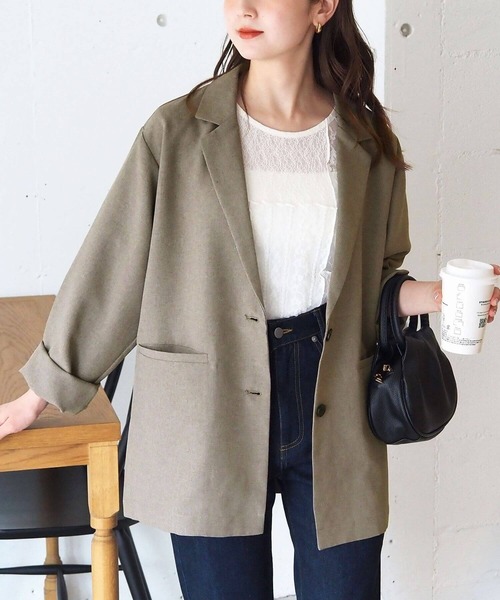 tiptop(ティップトップ)の「テーラードジャケット(テーラードジャケット・レディース・チャコールグレー/ブラック/ブラウン/ピンク/アイボリー/グレイッシュベージュ・FREE)」の5枚目の写真