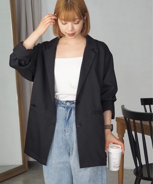 tiptop(ティップトップ)の「テーラードジャケット(テーラードジャケット・レディース・チャコールグレー/ブラック/ブラウン/ピンク/アイボリー/グレイッシュベージュ・FREE)」の13枚目の写真