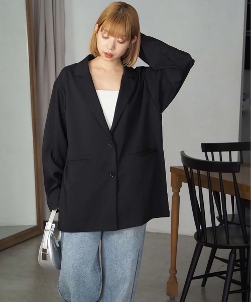 tiptop(ティップトップ)の「テーラードジャケット(テーラードジャケット・レディース・チャコールグレー/ブラック/ブラウン/ピンク/アイボリー/グレイッシュベージュ・FREE)」の9枚目の写真