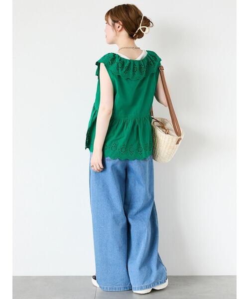 ehka sopo（エヘカソポ）の「◎ラッフルカラーレースベスト（シャツ/ブラウス・レディース・ブラック/オフホワイト/グリーン/キナリ・F）」の19枚目の写真