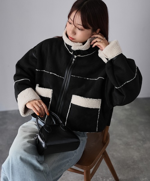 セール】ショート丈ムートンコート（ムートンコート）｜Riberry