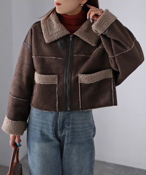 セール】ショート丈ムートンコート（ムートンコート）｜Riberry