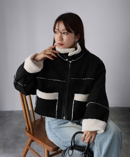 セール】ショート丈ムートンコート（ムートンコート）｜Riberry