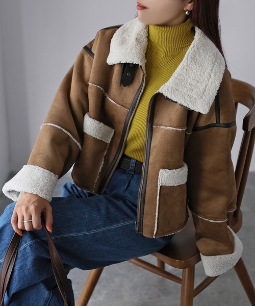 セール】ショート丈ムートンコート（ムートンコート）｜Riberry