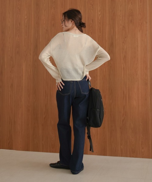 Bab(バブ)の「透かし編みニットプルオーバー(ニット/セーター・レディース・ピンク/ベージュ/グレー・FREE)」の4枚目の写真