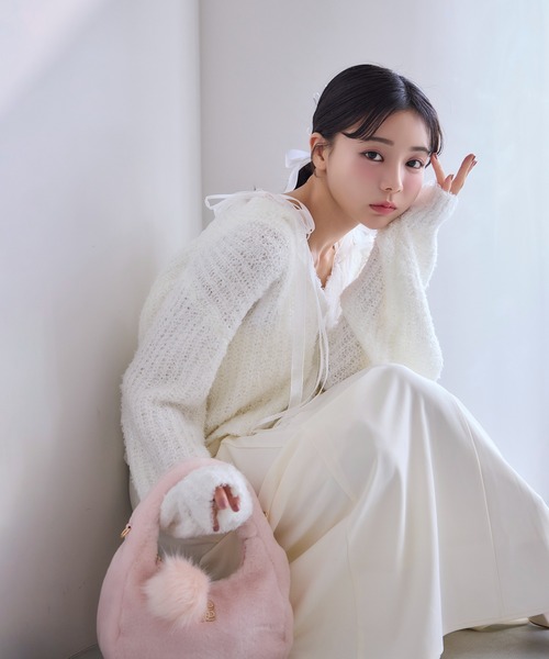 【新品未使用】定価11万円CYCLASリブ編みカーディガン Yo Kinoshita × Olu.】ハンドメイドスラブカーディガン