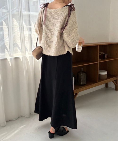 one after another NICE CLAUP（ワンアフターアナザーナイスクラップ）の「リボンニットカーディガン（カーディガン/ボレロ・レディース・ベージュ/ピンク/オフホワイト/グレー・FREE）」の19枚目の写真