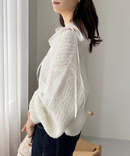 セール】リボンニットカーディガン（カーディガン/ボレロ）｜one after