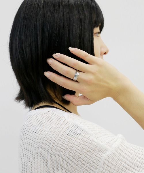 minsobi（ミンソビ）の「ユニセックス 斜めカットリング（リング・メンズ・シルバー・FREE）」の8枚目の写真