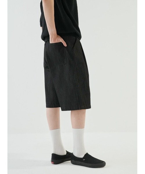 Bargiee(バージー)の「デニム ハーフパンツ(デニムパンツ・メンズ・インディゴブルー/ブラック・MEDIUM/LARGE)」の6枚目の写真