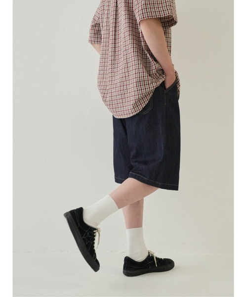 Bargiee(バージー)の「デニム ハーフパンツ(デニムパンツ・メンズ・インディゴブルー/ブラック・MEDIUM/LARGE)」の14枚目の写真