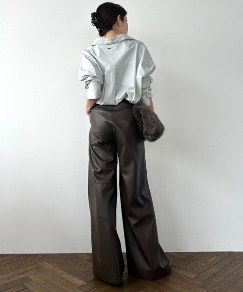 （新品未使用）anuans ヴィーガンレザーパンツ anuans パンツ ヴィーガンレザーパンツ レディース : ZOZOTOWN