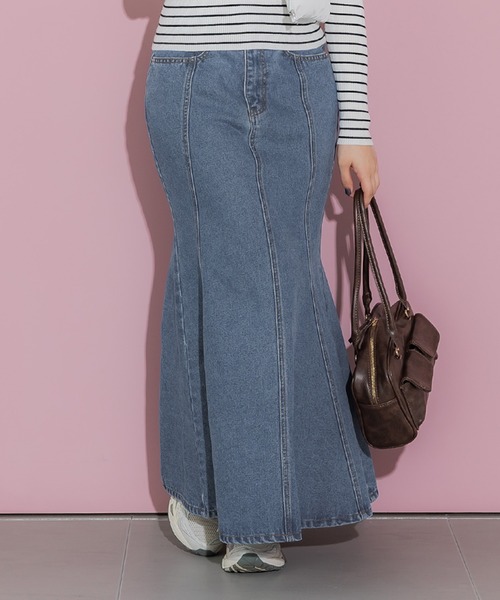 coca(coca)(コカ)の「【WEB限定セール】マーメイドデニムスカート(デニムスカート・レディース・ライトブルー/ブルー・S/M/L)」の2枚目の写真
