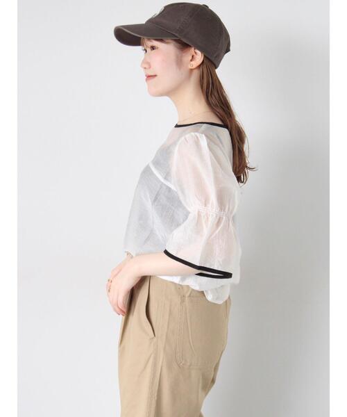 ehka sopo（エヘカソポ）の「◎配色パイピングブラウス（シャツ/ブラウス・レディース・キナリ/オフホワイト/サックスブルー・F）」の6枚目の写真