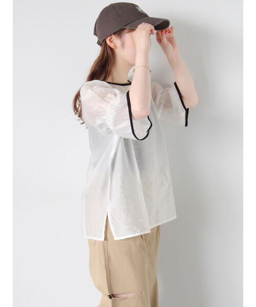 ehka sopo（エヘカソポ）の「◎配色パイピングブラウス（シャツ/ブラウス・レディース・キナリ/オフホワイト/サックスブルー・F）」の8枚目の写真