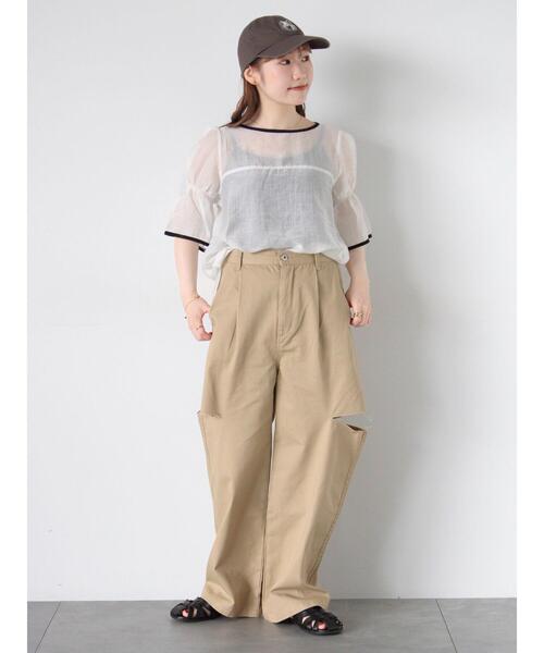 ehka sopo（エヘカソポ）の「◎配色パイピングブラウス（シャツ/ブラウス・レディース・キナリ/オフホワイト/サックスブルー・F）」の9枚目の写真