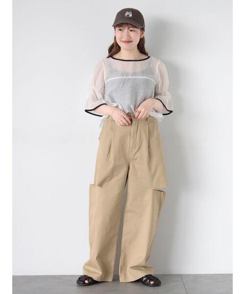 ehka sopo（エヘカソポ）の「◎配色パイピングブラウス（シャツ/ブラウス・レディース・キナリ/オフホワイト/サックスブルー・F）」の10枚目の写真