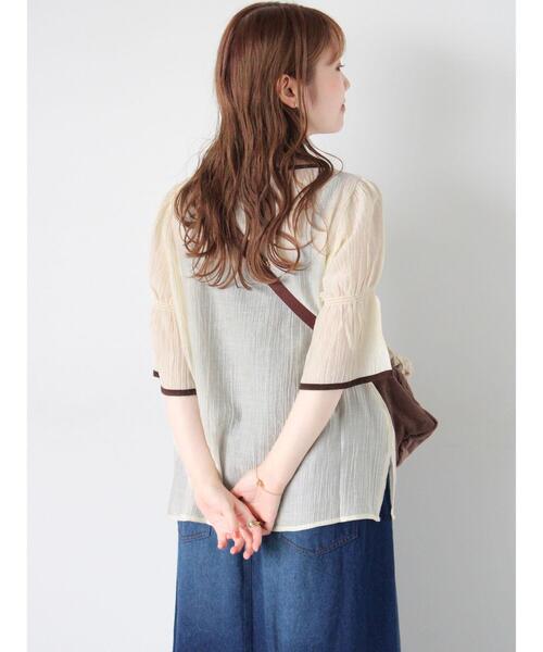 ehka sopo（エヘカソポ）の「◎配色パイピングブラウス（シャツ/ブラウス・レディース・キナリ/オフホワイト/サックスブルー・F）」の14枚目の写真