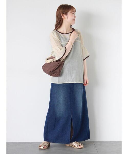 ehka sopo（エヘカソポ）の「◎配色パイピングブラウス（シャツ/ブラウス・レディース・キナリ/オフホワイト/サックスブルー・F）」の17枚目の写真