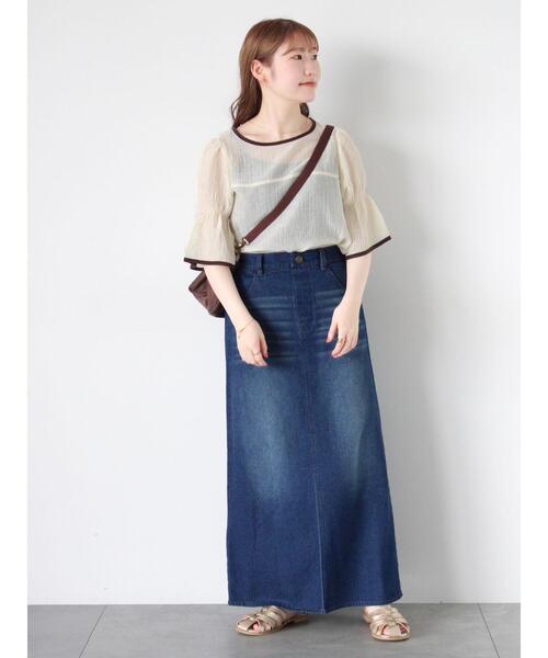 ehka sopo（エヘカソポ）の「◎配色パイピングブラウス（シャツ/ブラウス・レディース・キナリ/オフホワイト/サックスブルー・F）」の21枚目の写真