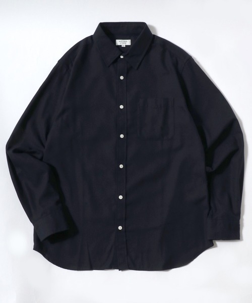 MARUKAWA(マルカワ)の「ネル 起毛 無地 レギュラーシャツ(シャツ/ブラウス・メンズ・ブラウン/チャコール/ベージュ/ネイビー・M/L/LL)」の4枚目の写真