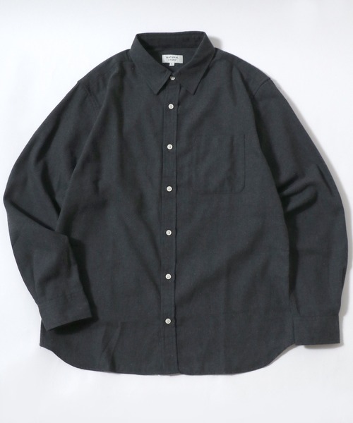 MARUKAWA(マルカワ)の「ネル 起毛 無地 レギュラーシャツ(シャツ/ブラウス・メンズ・ブラウン/チャコール/ベージュ/ネイビー・M/L/LL)」の2枚目の写真