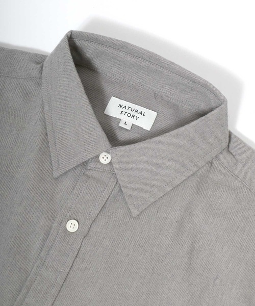 MARUKAWA(マルカワ)の「ネル 起毛 無地 レギュラーシャツ(シャツ/ブラウス・メンズ・ブラウン/チャコール/ベージュ/ネイビー・M/L/LL)」の10枚目の写真