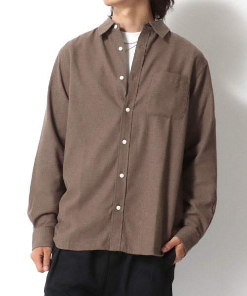 MARUKAWA(マルカワ)の「ネル 起毛 無地 レギュラーシャツ(シャツ/ブラウス・メンズ・ブラウン/チャコール/ベージュ/ネイビー・M/L/LL)」の16枚目の写真