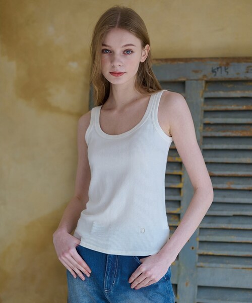 DRESSTERIOR（ドレステリア）の「【洗える／インナーやメインにも大活躍】ランダムテレコタンクトップ（タンクトップ・レディース・ブラック/オフホワイト・38/36）」の3枚目の写真