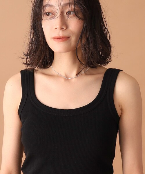 DRESSTERIOR（ドレステリア）の「【洗える／インナーやメインにも大活躍】ランダムテレコタンクトップ（タンクトップ・レディース・ブラック/オフホワイト・38/36）」の4枚目の写真