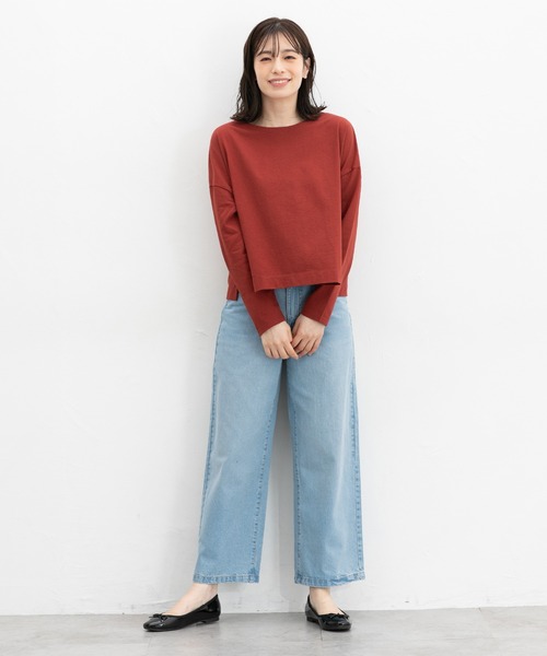 Honeys（ハニーズ）の「デニムワイドパンツ（股下６８ｃｍ）（デニムパンツ・レディース・ライトブルー/ブルー/ライトインディゴブルー/オフホワイト/グレー/ブルー系その他/ブラック・SS/S/M/L/LL）」の14枚目の写真