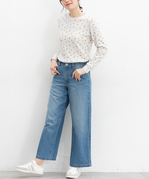 Honeys（ハニーズ）の「デニムワイドパンツ（股下６８ｃｍ）（デニムパンツ・レディース・ライトブルー/ブルー/ライトインディゴブルー/オフホワイト/グレー/ブルー系その他/ブラック・SS/S/M/L/LL）」の18枚目の写真