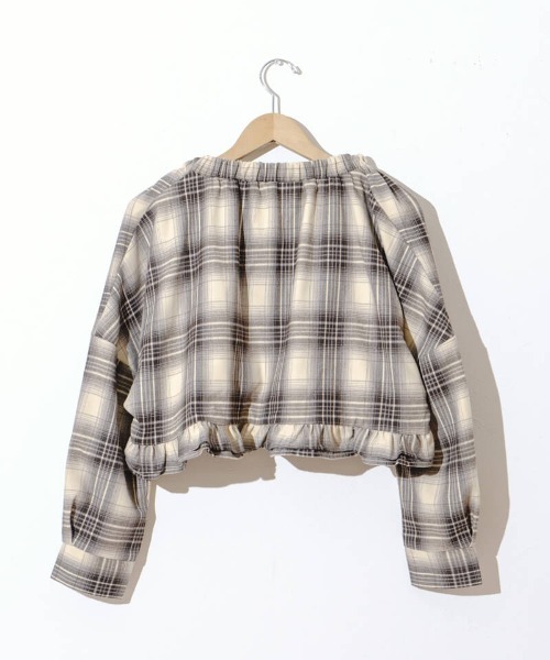 flower（フラワー）の「ペタルチェックジャケット（ノーカラージャケット・レディース・ベージュ・FREE）」の4枚目の写真