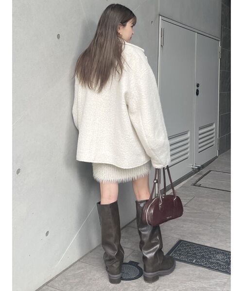 MURUA(ムルーア)の「ループニードルライダースジャケットコート(ブルゾン・レディース・ホワイト/ブラック・FREE)」の17枚目の写真