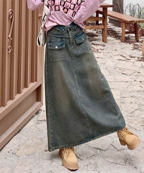 Miniministore(ミニミニストア)の「デニムマキシスカート バックスリット入り(デニムスカート・レディース・ブルー・M/XL/L/S)」の9枚目の写真