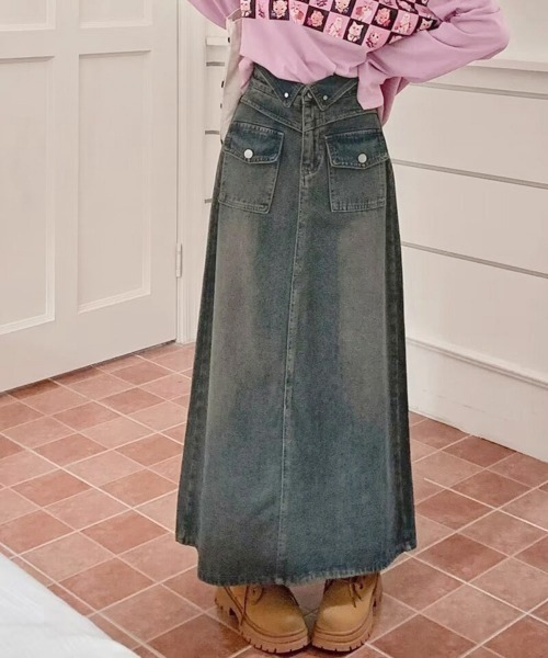 Miniministore(ミニミニストア)の「デニムマキシスカート バックスリット入り(デニムスカート・レディース・ブルー・M/XL/L/S)」の12枚目の写真
