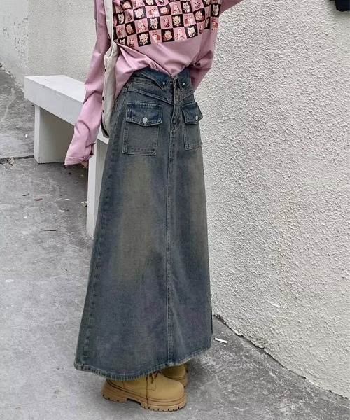 Miniministore(ミニミニストア)の「デニムマキシスカート バックスリット入り(デニムスカート・レディース・ブルー・M/XL/L/S)」の13枚目の写真