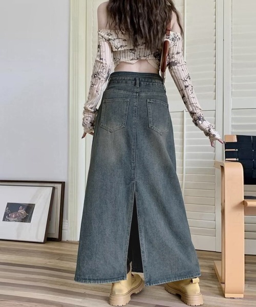 Miniministore(ミニミニストア)の「デニムマキシスカート バックスリット入り(デニムスカート・レディース・ブルー・M/XL/L/S)」の16枚目の写真