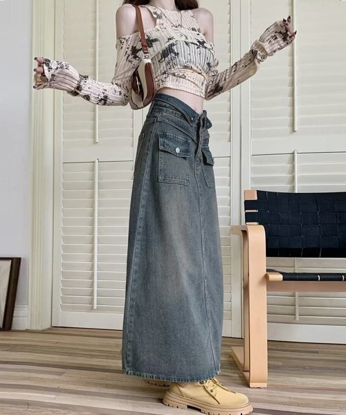 Miniministore(ミニミニストア)の「デニムマキシスカート バックスリット入り(デニムスカート・レディース・ブルー・M/XL/L/S)」の18枚目の写真