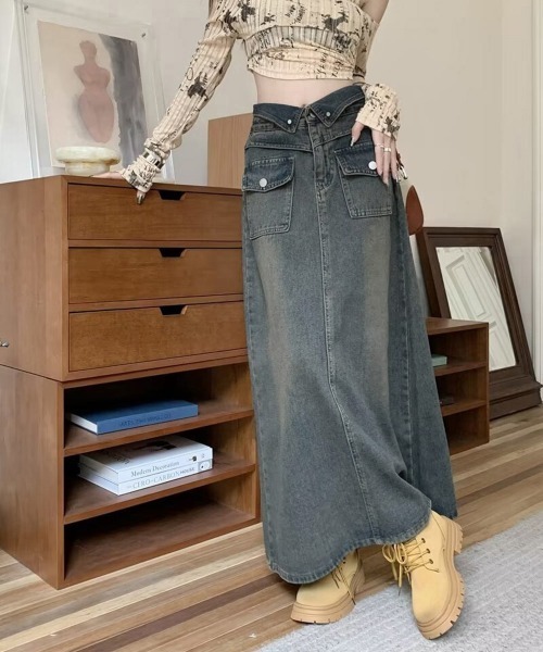Miniministore(ミニミニストア)の「デニムマキシスカート バックスリット入り(デニムスカート・レディース・ブルー・M/XL/L/S)」の19枚目の写真
