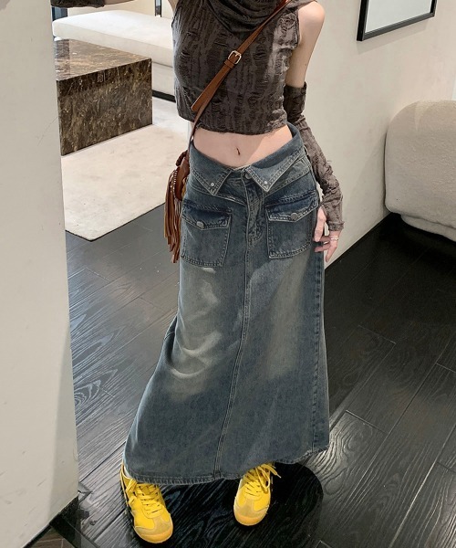 Miniministore(ミニミニストア)の「デニムマキシスカート バックスリット入り(デニムスカート・レディース・ブルー・M/XL/L/S)」の22枚目の写真