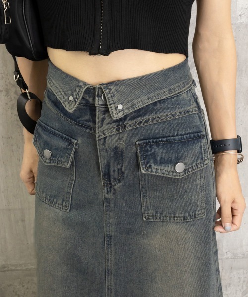 Miniministore(ミニミニストア)の「デニムマキシスカート バックスリット入り(デニムスカート・レディース・ブルー・M/XL/L/S)」の2枚目の写真