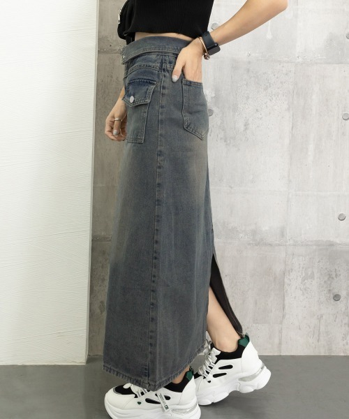 Miniministore(ミニミニストア)の「デニムマキシスカート バックスリット入り(デニムスカート・レディース・ブルー・M/XL/L/S)」の3枚目の写真
