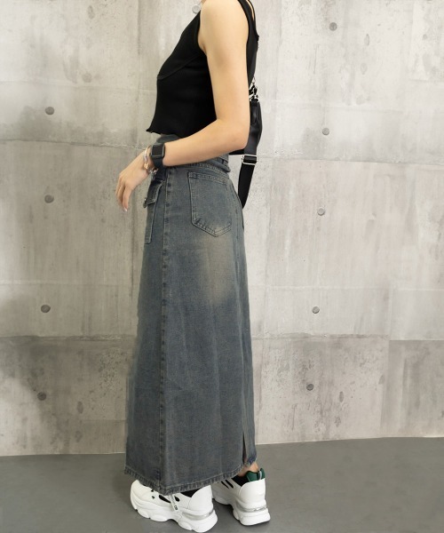Miniministore(ミニミニストア)の「デニムマキシスカート バックスリット入り(デニムスカート・レディース・ブルー・M/XL/L/S)」の4枚目の写真