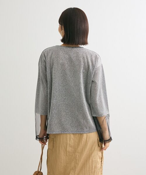 Green　Parks（グリーンパークス）の「袖チュールドッキングラメプルオーバー（その他トップス・レディース・グレー/ブラック/ピンク・FREE）」の10枚目の写真