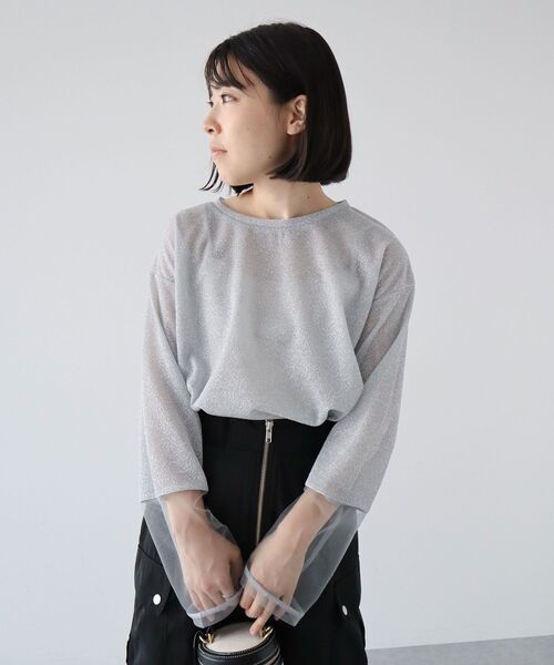 Green　Parks（グリーンパークス）の「袖チュールドッキングラメプルオーバー（その他トップス・レディース・グレー/ブラック/ピンク・FREE）」の17枚目の写真