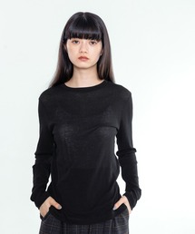 yuw | シアーテレコT/ロングスリーブ 242273(Tシャツ/カットソー)